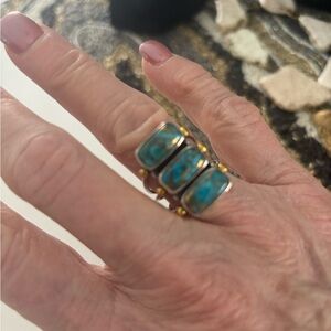 Turquoise and copper stone ring set in 925 sterling silver